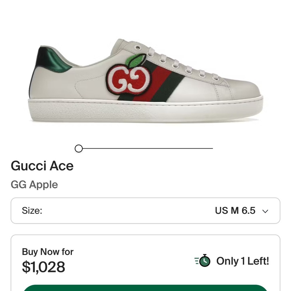 Gucci Ace Apple GG Embroidered White Sneakers - Picture 10 of 10